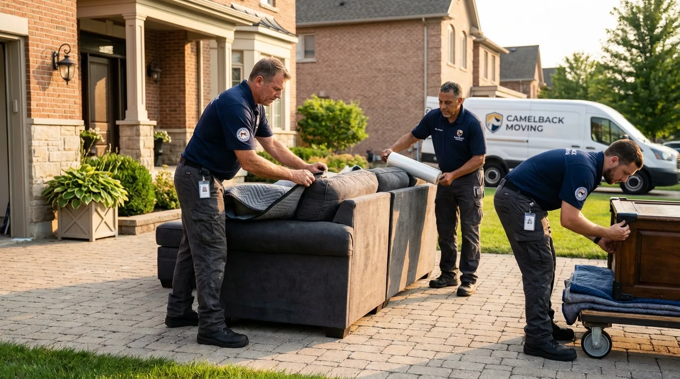 Large estate moving crew wrapping furniture in Mansfield, MO